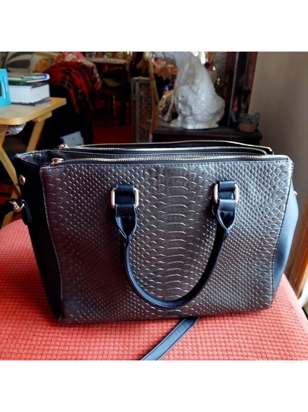 Taupe Large Formed Shell Bag